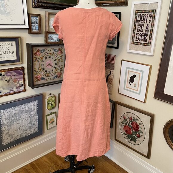 J.Jill Womens Peach Short Sleeve Scoop Neck Midi Dress with Lining Size 12 - Picture 4 of 8